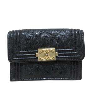 CHANEL Black Caviar Leather Wallet